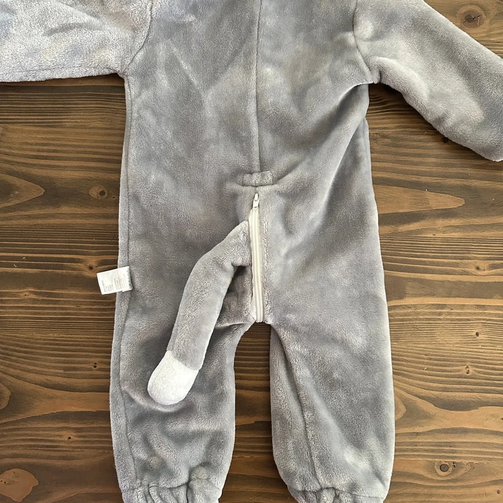 Baby Gray Cat Halloween Costume Plush Zip Up One Size Cute Cozy